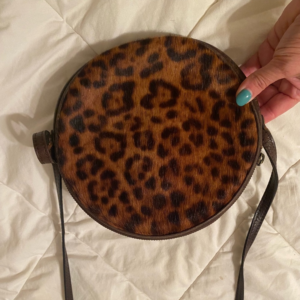Cow hide leopard purse